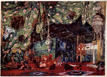 Scenografie door Leon Bakst voor de opera Scheherazade