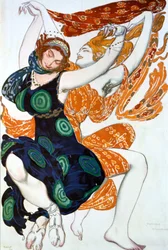 Twee Bacchanten, kostuumontwerp voor een Ballets Russes productie van Tcherepnins Narcisse, 1911