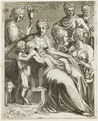 De Heilige Familie met Heiligen