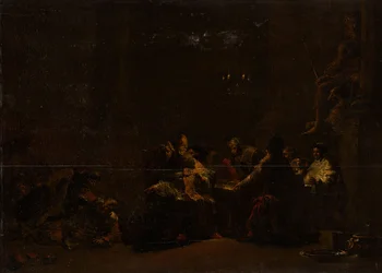 Pashur die Jeremia slaat in de tempel, ca. 1648 (olieverf op paneel)