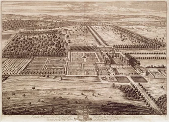 Uitzicht op Temple Newsam House vanuit het oosten (gravure)