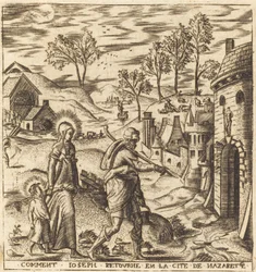 Jozef, Maria en Jezus keren terug naar Nazareth