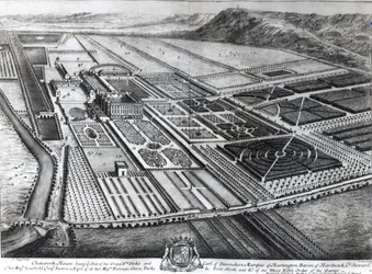 Chatsworth House, gegraveerd door Johannes Kip