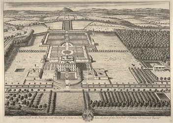 Eaton Hall aan de rivier de Dee nabij de stad Chester in Cheshire, de zetel van de Eerwaarde Sir Thomas Grosvenor