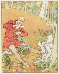 De gouden gans (kleurenlitho)