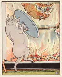 De drie biggetjes (kleurenlitho)