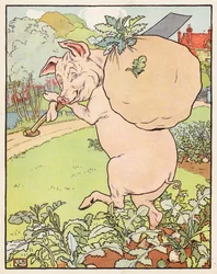 De drie biggetjes (kleurenlitho)