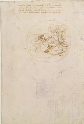 Allegorie over de trouw van de hagedis (voorkant); Ontwerp voor een toneeldecor (achterkant)