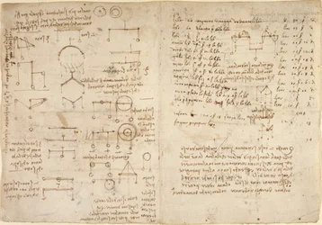Notities en diagrammen over mechanica uit 