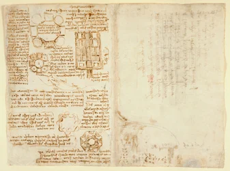 Arundel 263 f.270v, f.263, Tekeningen van Leonardo Da Vinci over mechanische krachten en krachten, percussie, zwaartekracht, beweging, optica en astronomie, met verschillende rekenkundige en geometrische stellingen