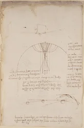 Diagrammen over optica, betreffende de caustics van reflectie; notitie en schets over mechanica, betreffende de kracht van percussie en met verwijzingen naar het Aristotelische principe 