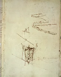 Ontwerp voor een vliegmachine (pen op papier)