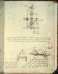 Ontwerp voor een vliegmachine (pen op papier)