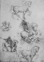 Vijf Studies van Paarden en Ruiters, ca. 1480 1945
