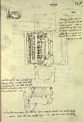 Schets van de gietput voor het Sforza-paard gezien van boven en de zijkant, fol. 149r uit de Codex Madrid I, c.1493