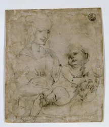 Studie voor Madonna met kat