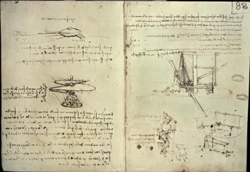 Studies voor een luchtschroef en vliegmachines