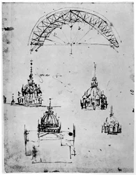 Studies voor de centrale koepel van de kathedraal van Milaan, laat 15e eeuw 1954
