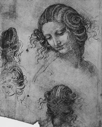 Studies van een vrouwenhoofd en kapsel, c1480 1945