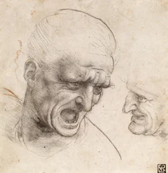 Studie van twee krijgerskoppen voor de Slag bij Anghiari