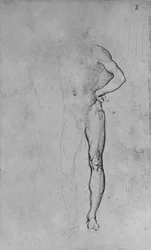 Studie van een naakte man met zijn linkerhand op zijn heup, ca. 1480