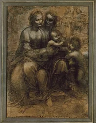 De maagd en het kind met Sainte Anne en Johannes de Doper (schilderij op doek)