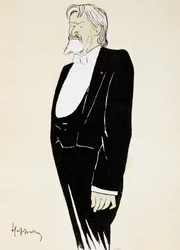Acteur Jean Mounet-Sully, karikatuur door Leonetto Cappiello