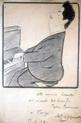 Portret van Giacomo Puccini (1858-1924), Italiaanse componist. Karikatuur door Leonetto Cappiello.