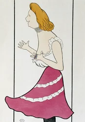 De actrice Mademoiselle Cassive in La Dame de Chez Maxim, door Georges Feydeau, karikatuur 1899