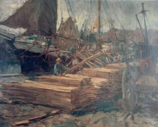 Bij het lossen van hout