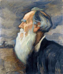 Schrijver Leo Tolstoj (1828-1910) (Portret van Leo Tolstoj) Schilderij door Leonid Osipovich Pasternak (1862-1945)