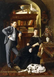 Een Koppel in een Interieur met een Hond