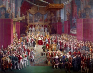 De kroning van de Oostenrijkse keizer Ferdinand I (1793-1875), tevens koning van Bohemen onder de naam Ferdinand V, in de Sint-Vituskathedraal in Praag, 1836, Praag, Nationale Galerie