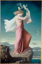 Sappho speelt de lier (schilderij op doek)