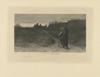 Wandelaar in een duinlandschap