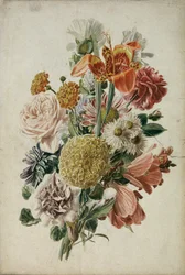 Boeket met tagetes en lelie