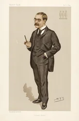 Rudyard Kipling (1865 - 1936), uit Vanity Fair, uitgegeven 1894 (kleur lithografie)