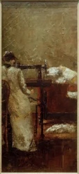 Vrouw bij de naaimachine