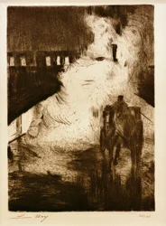 L. Ury, Nachtelijke Impressies (met Paardentram voor Locomotiefstoom)