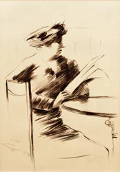 Lezende dame in café II