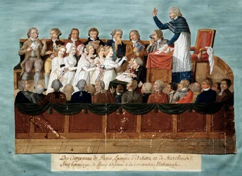 Franse Revolutie: „Burgers van Parijs bieden hun juwelen aan de Nationale Conventie aan”. Illustratie door de gebroeders Lesueur (18e eeuw). 1792-1795. Parijs, Musée Carnavalet