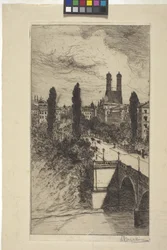 Maximiliamstraat en Frauenkirche, München, Beieren