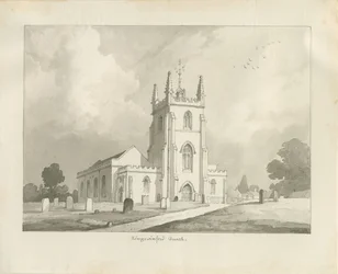 Kingswinford Kerk: sepia tekening, 1837