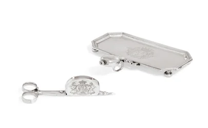 Koningin Anne Snuffer-schaal en Paar Snuffers