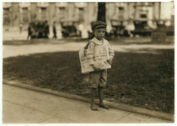 7-jarige krantenjongen Ferris in Mobile, Alabama, 1914