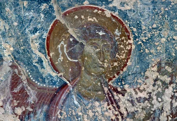 Engel, fresco in de kerk van Panagia, Rodovani, Kreta, Griekenland