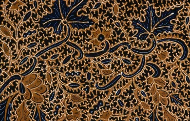 Batik met traditioneel bloemmotief, Surakarta, Java, Indonesië, detail