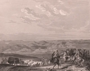 Slag bij Freiburg, Duitsland, augustus 1644, Dertigjarige Oorlog, staalgravure op Chinees papier