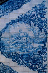Glazuurtegels van het Paleis van de Graven van Estoi. Estoi, Portugal