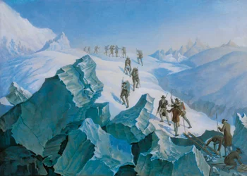 Expeditie van Horace-Benedict de Saussure terugkerend van de top van de Mont Blanc, augustus 1785